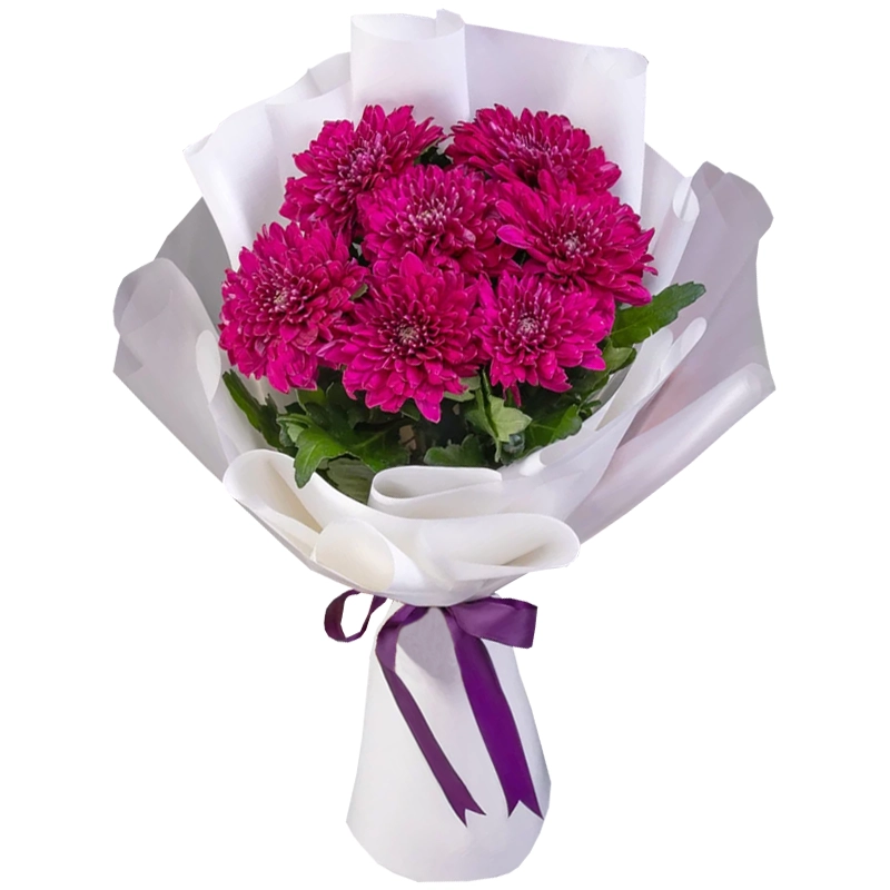 Букет из 7 розовых одноголовых хризантем